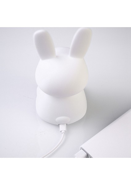 LED Gece Lambası Tavşan Hayvan Karikatür Silikon Lamba Kısılabilir USB Şarj Edilebilir Çocuk Uyku Işığı Doğum Günü Hediyesi (Yurt Dışından)