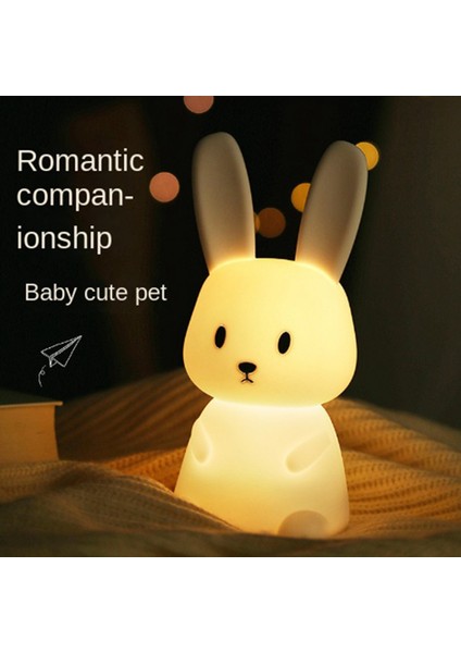 LED Gece Lambası Tavşan Hayvan Karikatür Silikon Lamba Kısılabilir USB Şarj Edilebilir Çocuk Uyku Işığı Doğum Günü Hediyesi (Yurt Dışından)