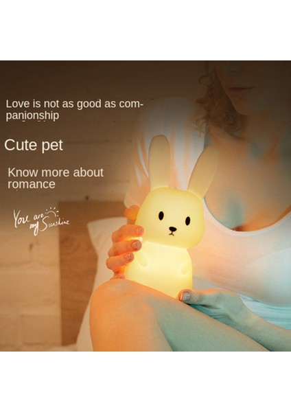 LED Gece Lambası Tavşan Hayvan Karikatür Silikon Lamba Kısılabilir USB Şarj Edilebilir Çocuk Uyku Işığı Doğum Günü Hediyesi (Yurt Dışından)