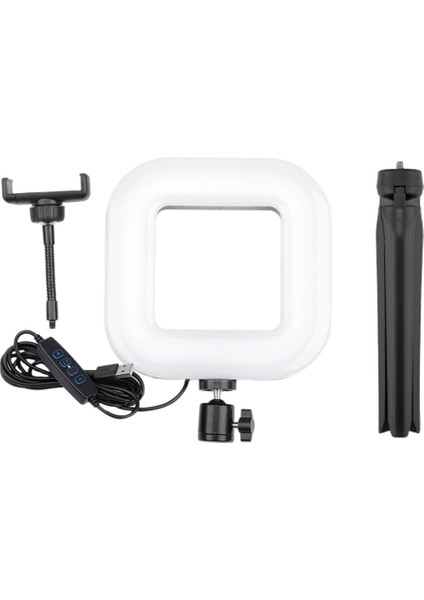 D21 7 Inç LED Kare Dolgu Işığı 3 Vites Ayarı Dolgu Işığı Telefon Tripod USB Katlanabilir Telefon Tutucu (Yurt Dışından)