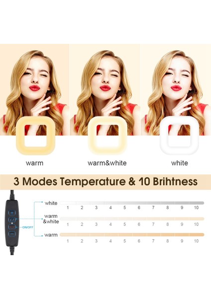 D21 7 Inç LED Kare Dolgu Işığı 3 Vites Ayarı Dolgu Işığı Telefon Tripod USB Katlanabilir Telefon Tutucu (Yurt Dışından) fiyatları