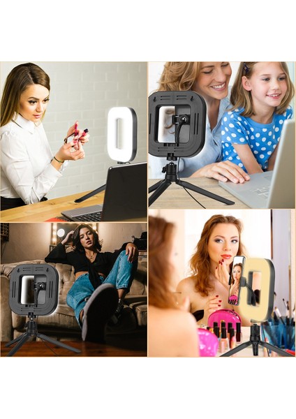 D21 7 Inç LED Kare Dolgu Işığı 3 Vites Ayarı Dolgu Işığı Telefon Tripod USB Katlanabilir Telefon Tutucu (Yurt Dışından) indirimleri