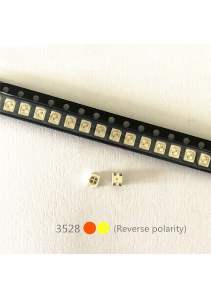 100 Adet 3528 Amber + Sarı Plcc-4 Ters Kutup, 617NM + 587NM, 50MA 2V 0.1W Bicolor Smd LED Lambalar Işık Boncukları LAYT67B (Yurt Dışından)