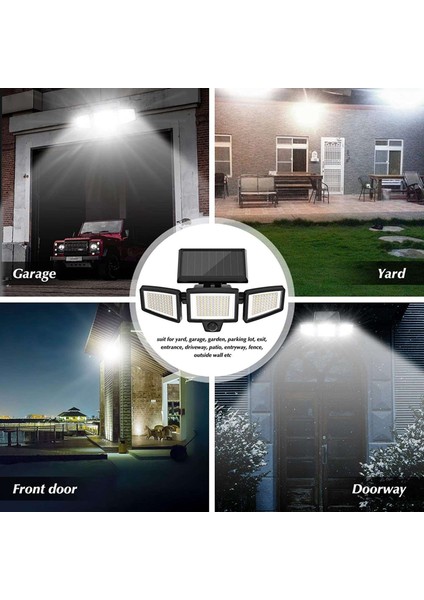 210 LED Dış Mekan Güneş Işığı Hareket Sensörü Sokak Lambası Güneş Bahçe Dekorasyon Duvar Lambası 270 Derece Geniş Açı (Yurt Dışından)
