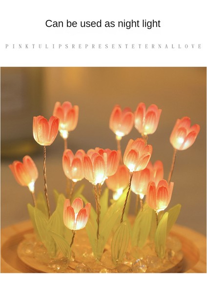 Laleler Gece Lambası El Yapımı Dıy Lale Kız Oturma Odası Gece Lambası Masaüstü Işığı Romantik Ortam Lambası-Pembe (Yurt Dışından) modelleri