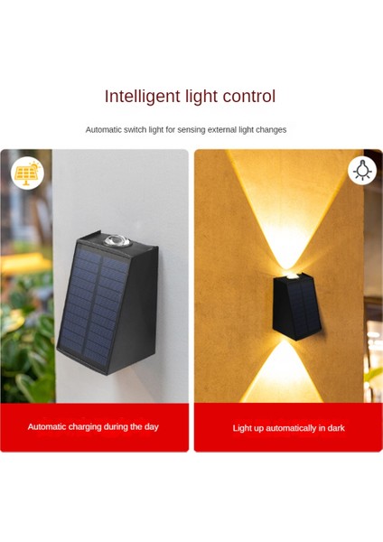 2led Dış Duvar Lambası Su Geçirmez Güneş Enerjili Dış Ortam Aydınlatma Sıcak Beyaz Işıklar Bahçe Işıkları Dış Duvar Lambası (Yurt Dışından) fırsatları