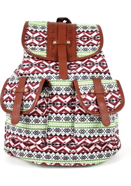 Açık Sırt Çantası Tuval Etnik Stil Retro Sırt Çantası Seyahat Çantası (Yurt Dışından)