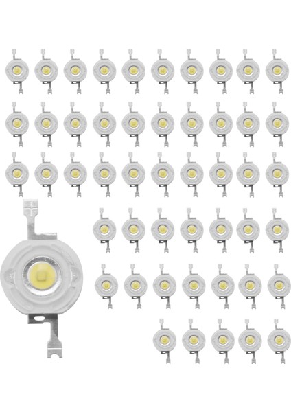 50 Adet 1W Diyot Yüksek Güçlü Soğuk Beyaz LED Boncuk 1 Watt Lamba Çipi 3V-3.4V (Yurt Dışından)