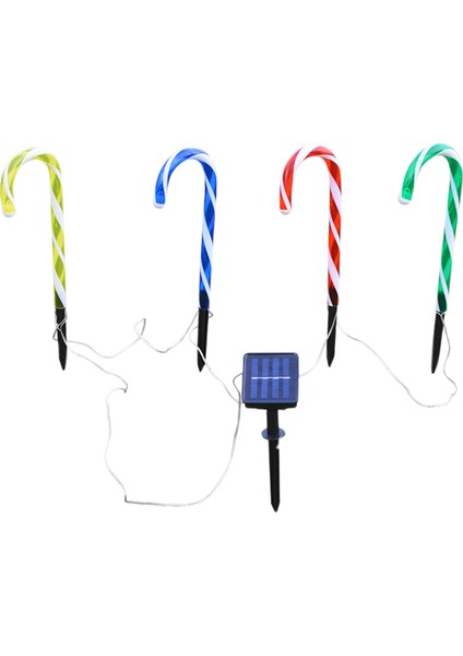 4 Adet Güneş Şeker Kamışı Işıkları Noel Yolu Işaretleyiciler Işık Süslemeleri, Yard Için, Tatil Arka Bahçe Partisi (Çok Renkli) (Yurt Dışından)