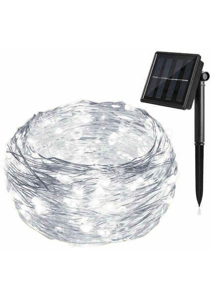 Güneş Enerjili Işıklar 100 LED Dize Peri Işıkları Açık Noel Aydınlatma Için Avlu Sokak Bahçe Dekor 10 M Beyaz (Yurt Dışından)