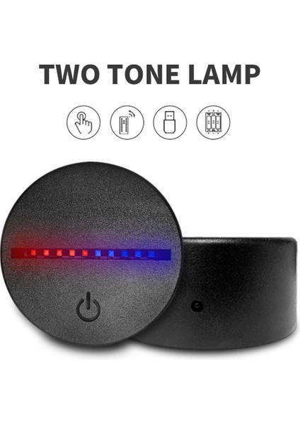3D LED Gece Lambası Lamba Tabanı Iki Ton 7 Renk Akrilik ve Reçine Cam Beyaz Için Uzaktan USB Kablosu ile LED Lamba Tabanı (Yurt Dışından)