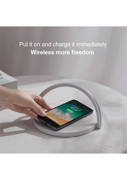 Yuvarlak Dokunmatik Küçük Masa Lambası Çok Fonksiyonlu Kablosuz Şarj Cihazı Cep Telefonu Tutucu Beyaz (Yurt Dışından) modelleri