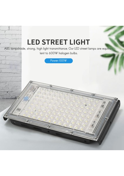 100W LED Sokak Lambası Ac 220V-240V Dış Mekan Projektör Spot IP65 Su Geçirmez Duvar Lambası Bahçe Yol Sokak Soğuk Beyaz (Yurt Dışından)