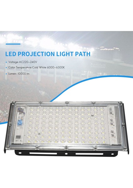 100W LED Sokak Lambası Ac 220V-240V Dış Mekan Projektör Spot IP65 Su Geçirmez Duvar Lambası Bahçe Yol Sokak Soğuk Beyaz (Yurt Dışından)