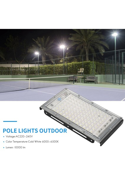 100W LED Sokak Lambası Ac 220V-240V Dış Mekan Projektör Spot IP65 Su Geçirmez Duvar Lambası Bahçe Yol Sokak Soğuk Beyaz (Yurt Dışından)