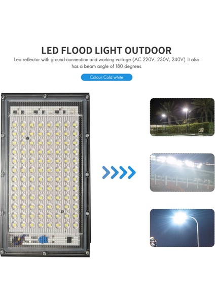100W LED Sokak Lambası Ac 220V-240V Dış Mekan Projektör Spot IP65 Su Geçirmez Duvar Lambası Bahçe Yol Sokak Soğuk Beyaz (Yurt Dışından)