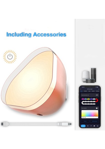 Wifi Akıllı Masa Lambası Başucu Lambası Rgb Müzik Ritim Gece Lambası Ev Gece Lambası Modeli ile Uyumlu (Yurt Dışından)