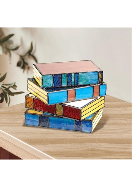 3 Adet Vitray Yığılmış Kitap Lambası, Yığılmış Kitap Cam Lambası, Vintage El Işi Cam Komidin Masası Kitap Lambaları (Yurt Dışından) indirimleri
