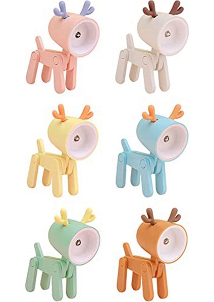 Çocuklar Için 6pcs Mini Gece Lambası, Sevimli Küçük Lamba Gece Çalışması Seyahat Için Geyik Şekli Taşınabilir Okuma Kitabı Lambaları (Yurt Dışından)