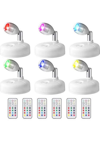 Uzaktan Kumandalı 6 Adet Rgb LED Spot Işığı, 13 Renkli Spot Işığı, Koridor Sanat Eseri Dolap Beyazı Için Kumandalı Vurgu Işıkları (Yurt Dışından)