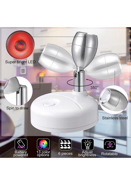 Uzaktan Kumandalı 6 Adet Rgb LED Spot Işığı, 13 Renkli Spot Işığı, Koridor Sanat Eseri Dolap Beyazı Için Kumandalı Vurgu Işıkları (Yurt Dışından) fiyatları