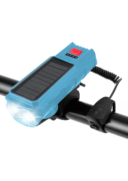 Güneş Enerjisi Bisiklet Far Su Geçirmez USB Şarj Edilebilir 130DB Korna El Feneri Bisiklet Zili Bisiklet Aksesuarları Mavi (Yurt Dışından) indirimleri