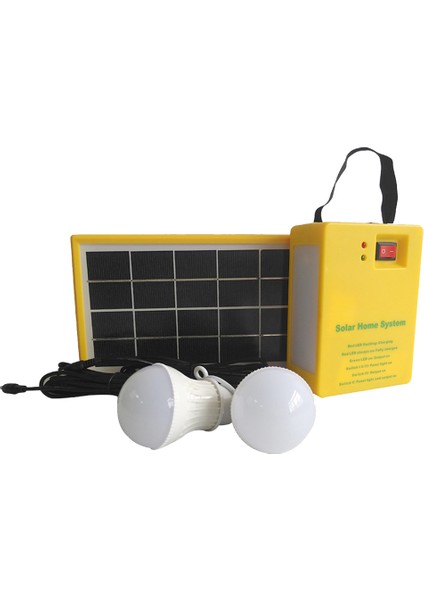 3.5W Güneş Paneli Işık 2 Ampul Kiti Güneş Sistemi Enerji Tasarruflu Güneş Işığı Açık Kapalı Şarj Edilebilir LED Işık (Yurt Dışından)