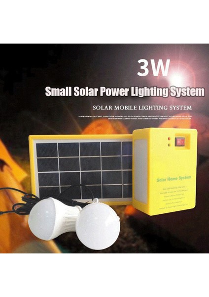 3.5W Güneş Paneli Işık 2 Ampul Kiti Güneş Sistemi Enerji Tasarruflu Güneş Işığı Açık Kapalı Şarj Edilebilir LED Işık (Yurt Dışından)