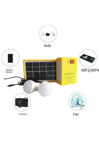 3.5W Güneş Paneli Işık 2 Ampul Kiti Güneş Sistemi Enerji Tasarruflu Güneş Işığı Açık Kapalı Şarj Edilebilir LED Işık (Yurt Dışından)