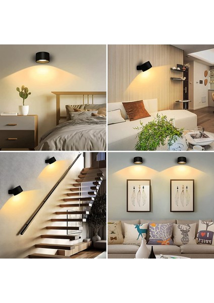 LED Duvar Aplik, Duvara Montaj Rgb Lamba USB Şarj Edilebilir 360 ° Döndürülebilir Manyetik Top, Başucu Beyaz Için Akülü Duvar Işığı (Yurt Dışından)