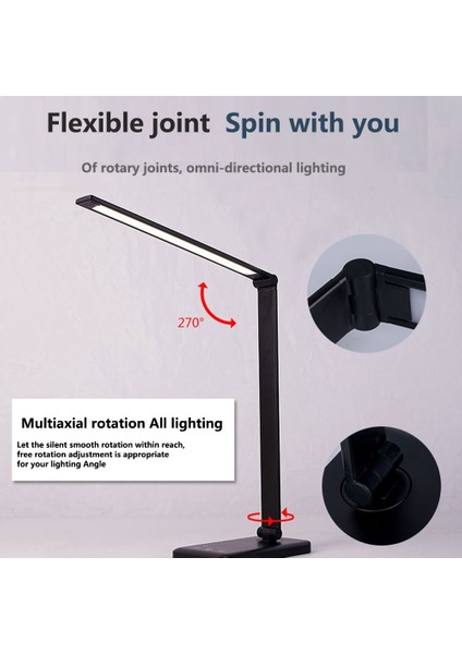 USB Şarj Bağlantı Noktalı, 5 Aydınlatma Modu, 5 Parlaklık Seviyesi, Hassas Kontrollü Çok Fonksiyonlu LED Masa Lambası (Yurt Dışından) fırsatları