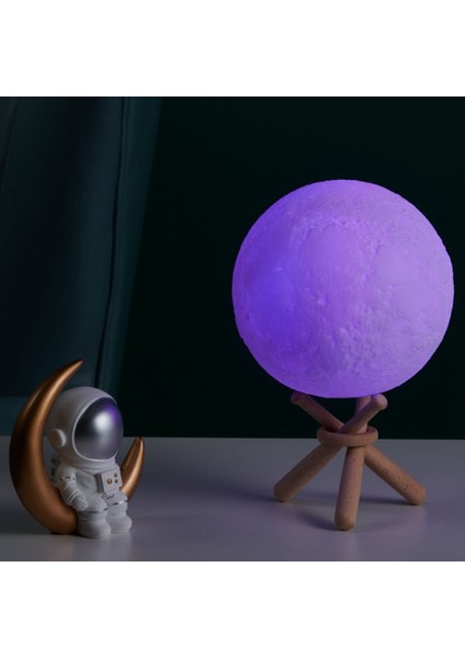 Ay Lambası Çocuklar Gece Lambası Galaxy Lamba Için 5.9 Inç 16 Renk 3D LED Ay Işığı Şarj Edilebilir Gece Lambası Uzaktan Kumanda ile (Yurt Dışından)