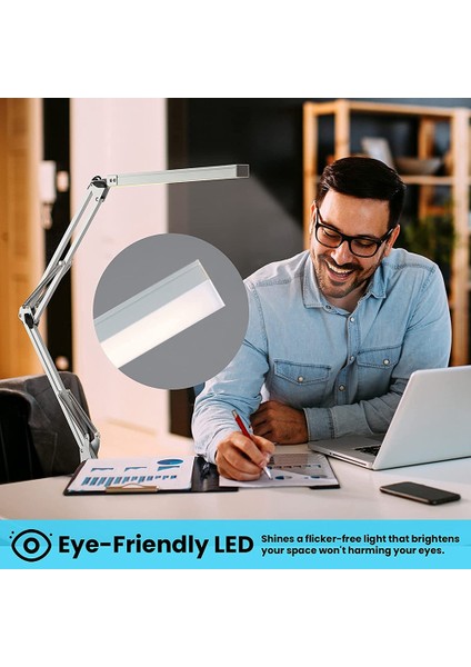 Kelepçeli LED Masa Lambası, 10W Salıncak Kolu Masa Lambası, 3 Aydınlatma Modu, Çalışma, Çizim, Ofis Için Ayarlanabilir Masa Lambası (Yurt Dışından) fiyatları