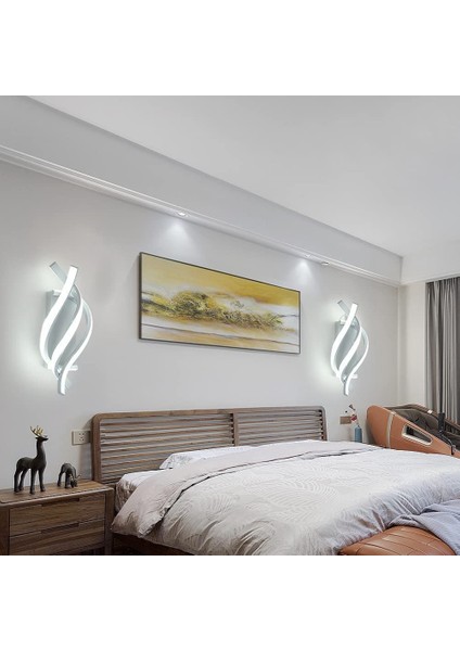 Duvar Lambası LED Duvar Aplik Kapalı Duvar Lambası Oturma Odası Koridor Merdiven Yatak Odası Modern Başucu Lambası (Soğuk Beyaz) -A (Yurt Dışından)