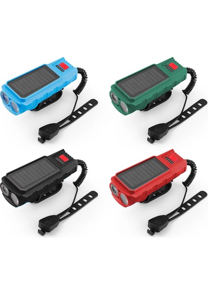 Güneş Enerjisi Bisiklet Far Su Geçirmez USB Şarj Edilebilir 130DB Korna El Feneri Bisiklet Zili Bisiklet Aksesuarları Yeşil (Yurt Dışından) fiyatları