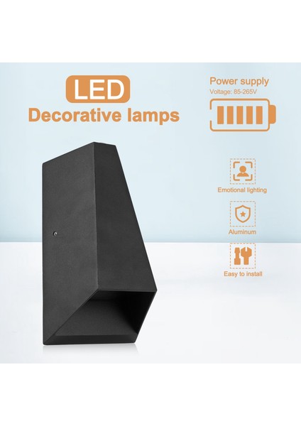 Küçük Duvar Lambası Işıkları LED Aydınlatma 8W Gece Lambası 3000K Kapalı Yatak Odası Oturma Odası Otel Için Yukarı ve Aşağı Aplikler, Siyah (Yurt Dışından)