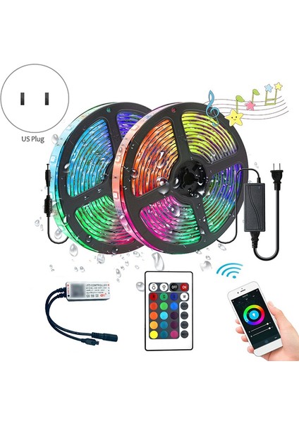 Wıfı LED Şerit Işıklar Kiti, LED Işıklar Su Geçirmez 5050 Rgb 150LED Işık Şeritleri Tv Ev Partisi Için Uyumlu, Abd Tak (Yurt Dışından)