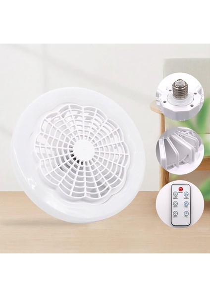 E27 Işık ve Uzaktan Kumandalı Tavan Vantilatörü, Akıllı Fan Işığı, Aydınlatma Fanı, Yatak Odası Mutfak Için LED Tavan Vantilatörü Lambası C (Yurt Dışından)