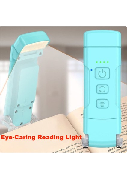 Zamanlayıcılı Kitap Işığı USB Şarj Edilebilir Okuma Işığı Klipsli Okuma Lambası Yer Ayracı Gece Lambası Kitap Lambası 5 Parlaklık-Mavi (Yurt Dışından)