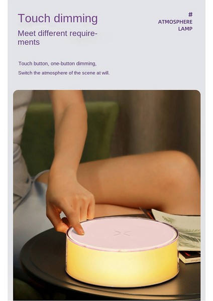 Gece Lambası Atmosfer Işığı Çok Fonksiyonlu Mobil Kablosuz Şarj Ev Dekor Işıkları Beyaz (Yurt Dışından) indirimleri