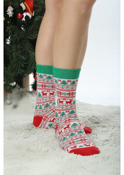 5'li Yılbaşı Desenli Renkli Geyik Çorap Set indirimleri