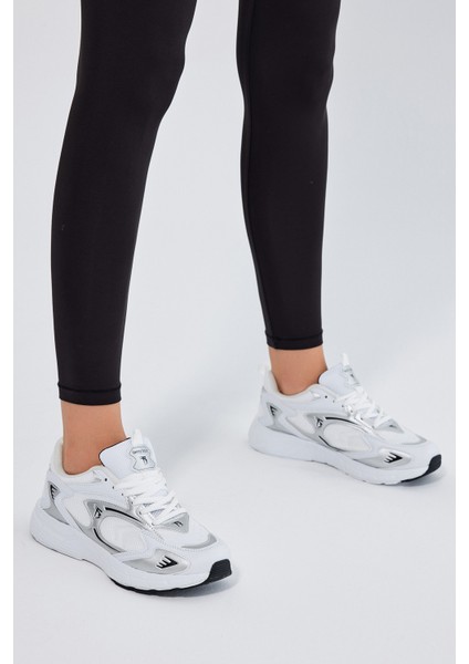 Unisex Beyaz Gümüş Faylon Taban Rahat Kalıp Unisex Ayakkabı