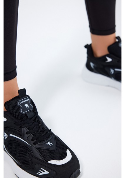 Unisex Siyah Beyaz Faylon Taban Rahat Kalıp Unisex Ayakkabı