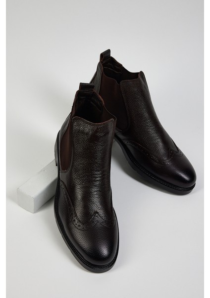 Erkek Kahve Tonny Black Rahat Kalıp Detaylı Hakiki Deri Erkek Bot modelleri