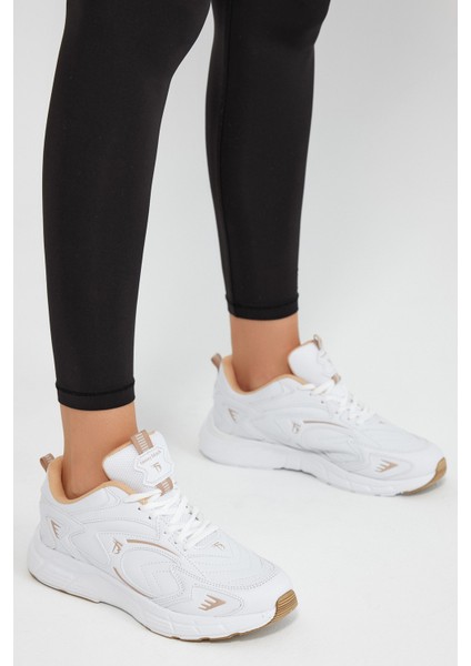 Unisex Beyaz Bej Faylon Taban Rahat Kalıp Unisex Ayakkabı