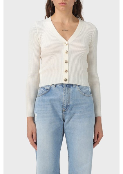Yünlü Slim Fit Düğmeli V Yaka Hırka Kadın Hırka 102018 A18M Z12