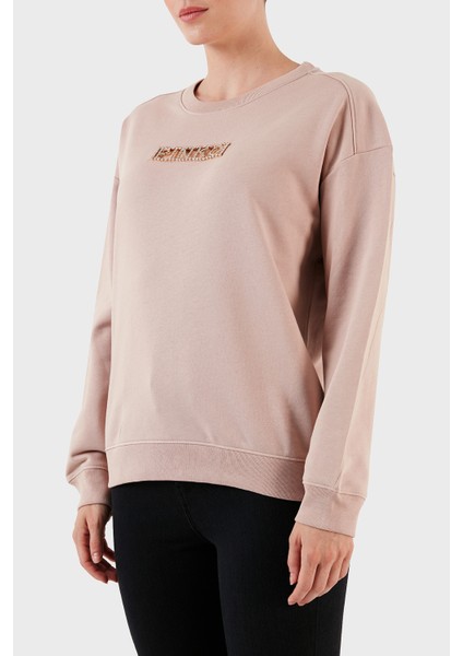 % 100 Pamuk Parlak Taş Logolu Bisiklet Yaka Regular Fit Kadın Sweatshirt 101607 A12I D46 modelleri