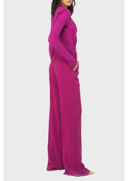 Slim Fit Fermuar ve Düğme Detaylı Yüksek Bel Bol Paça Pantolon Bayan Pantolon 100055 A14I Vıb modelleri