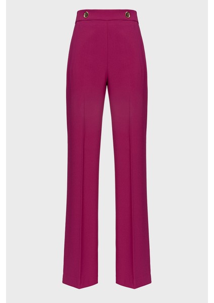 Slim Fit Fermuar ve Düğme Detaylı Yüksek Bel Bol Paça Pantolon Bayan Pantolon 100055 A14I Vıb fırsatları