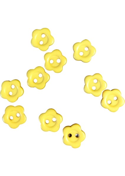 10 Adet 10 mm Çiçek Düğme (Sarı)